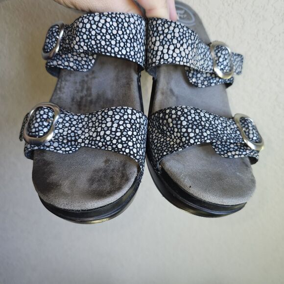 Dansko Sophie Sandals 39 Sparkle Slide Metallic black Buckle Iridescent Slip On - Picture 8 of 8